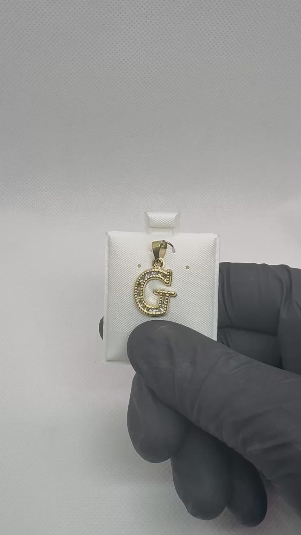 10K Gold Letter G Pendant - Cubic Zirconia Initial Charm