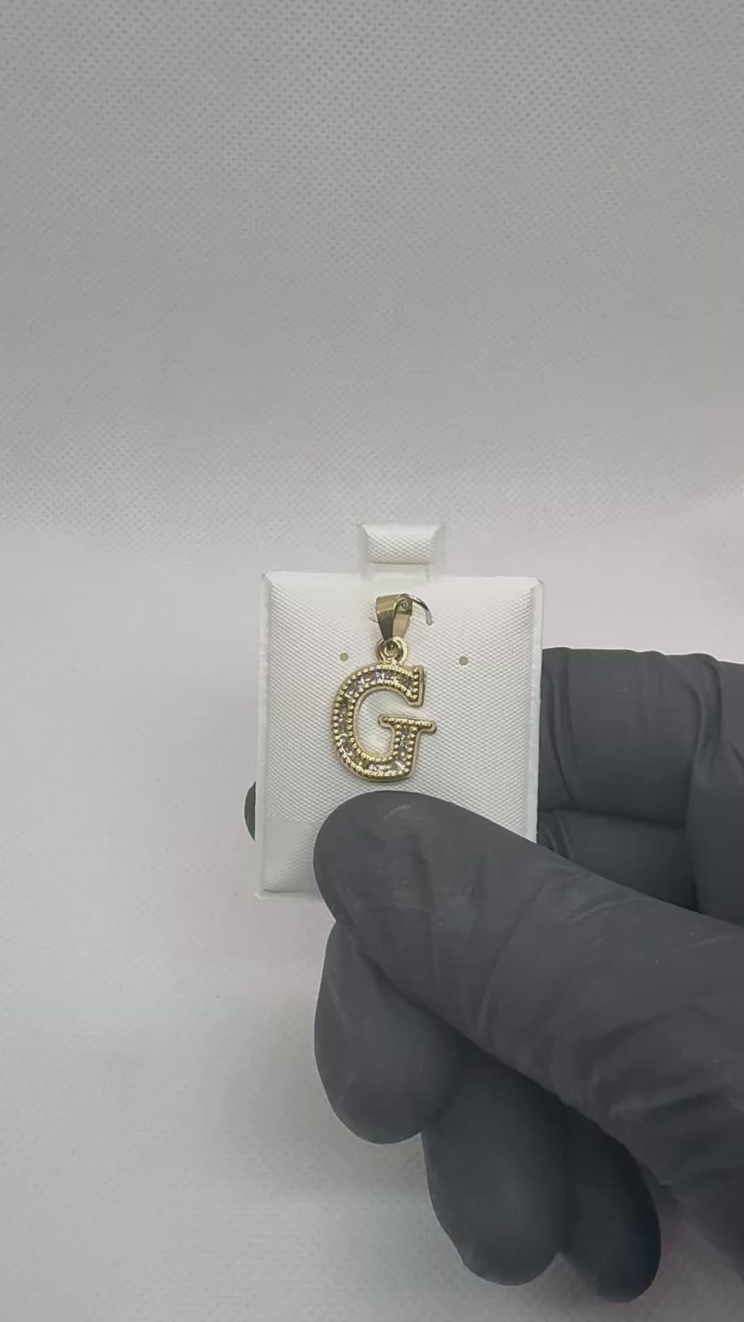 10K Gold Letter G Pendant - Cubic Zirconia Initial Charm