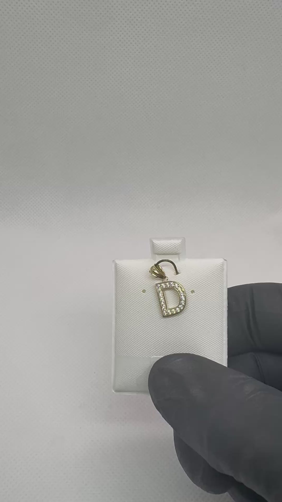 10K Gold Letter D Pendant - Cubic Zirconia Initial Charm