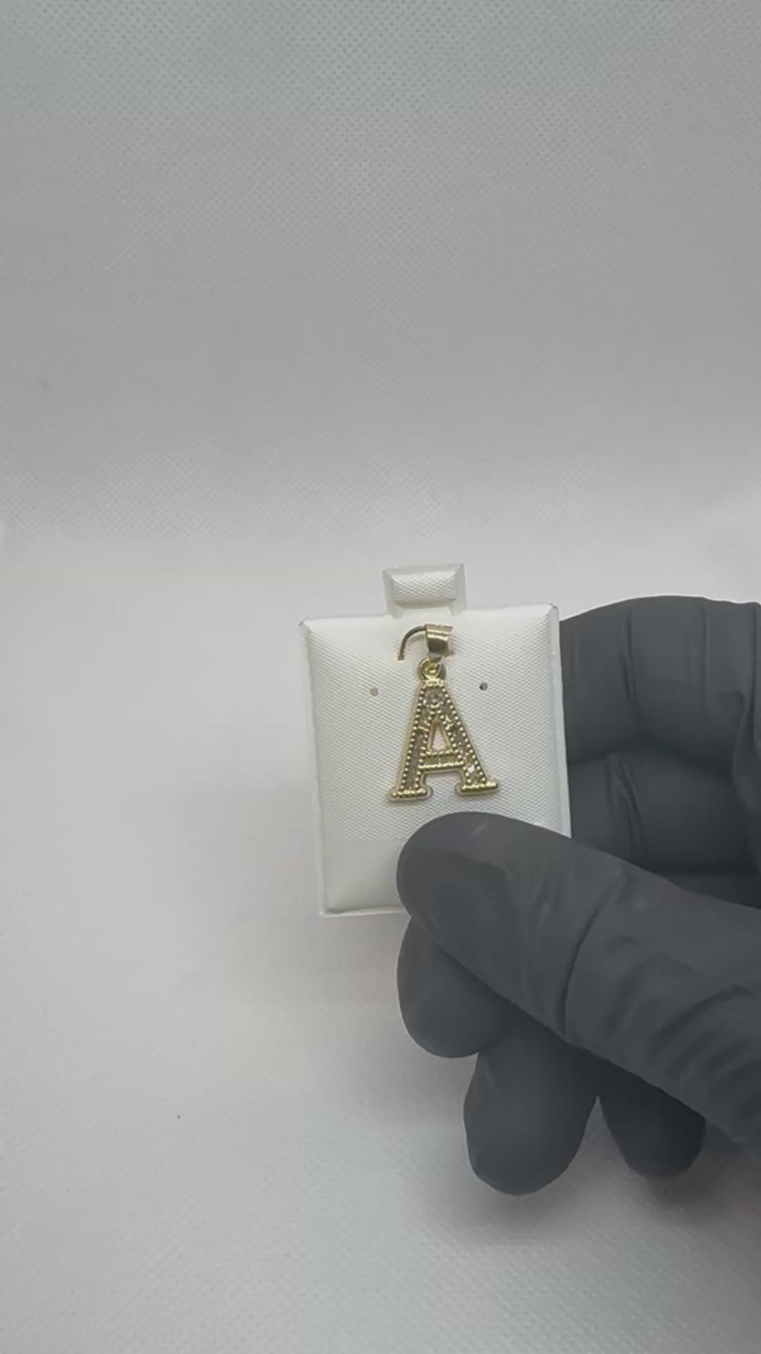 10K Gold Letter A Pendant - Cubic Zirconia Initial Charm