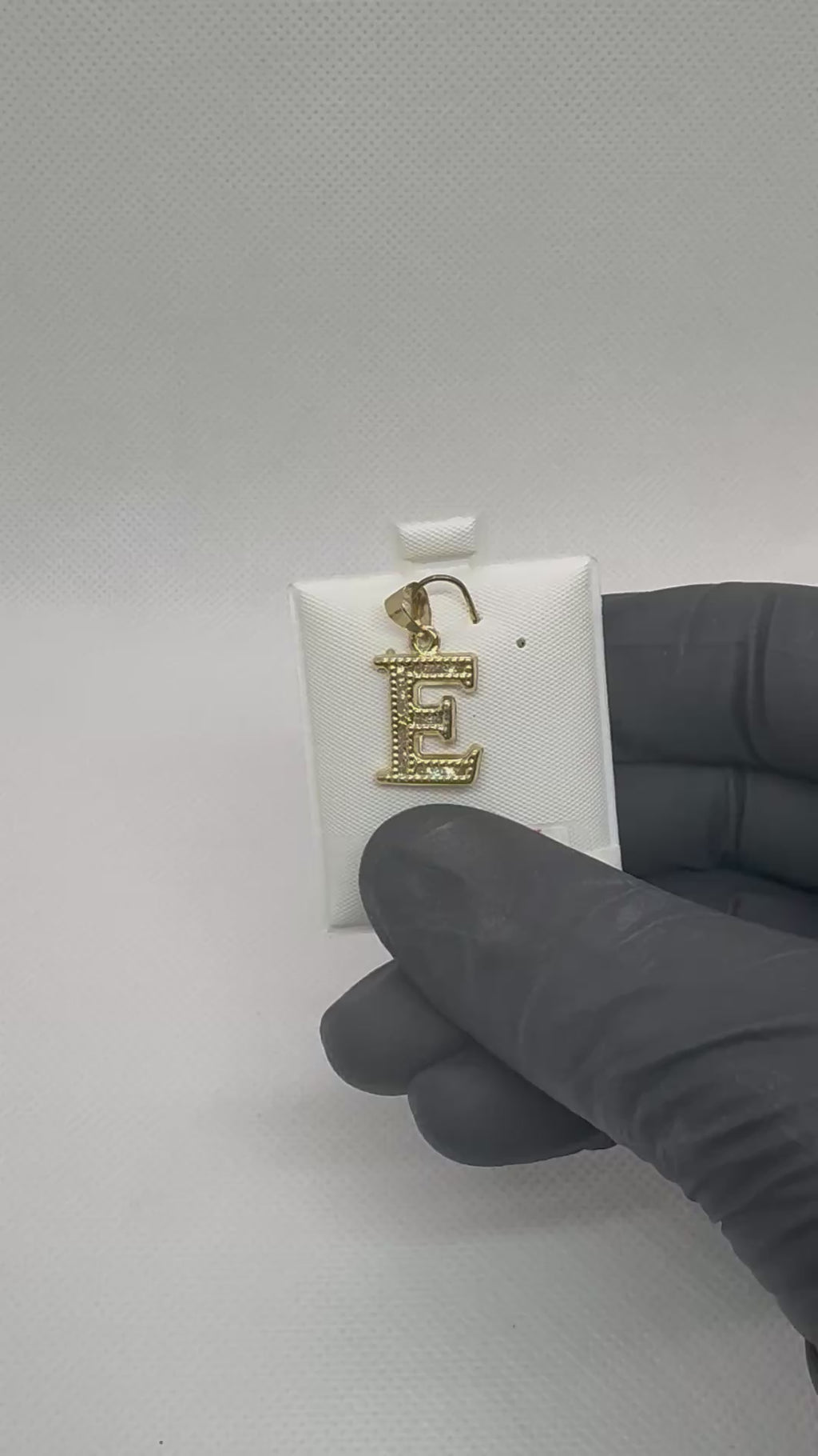 10K Gold Letter E Pendant - Cubic Zirconia Initial Charm