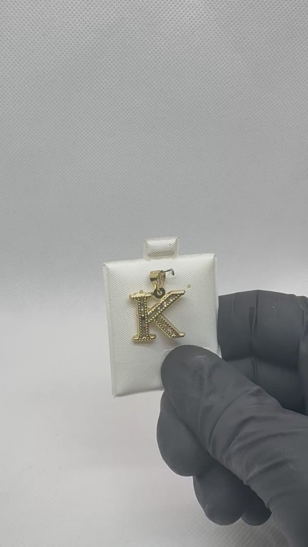 10K Gold Letter K Pendant - Cubic Zirconia Initial Charm